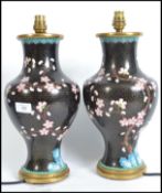 A pair of 20th century Chinese cloisonne vases dec