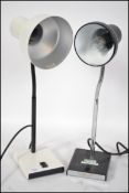A pair of retro 20th century Herbert Terry Goose-neck Model 991 Anglepoise desk work lamps, having