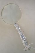 A good contemporary silver plated magnifying glass