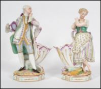 2 19th century continental bisque glazed spill vas