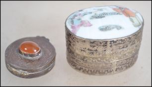 A 20th century Chinese white silvered metal pill p