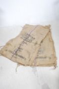 A collection of vintage Hessian sacks approximatel