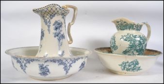 Two Victorian 19th century transfer printed wash b