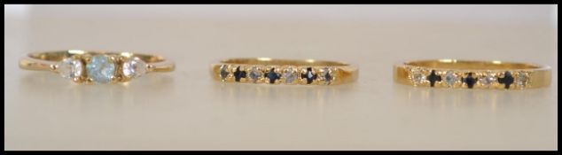 A pair of 18ct gold plated sapphire and rhinestone