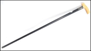A Victorian 19th century  ebonised walking cane ha