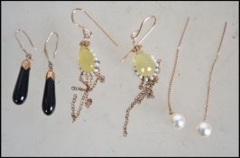 A pair of 14ct gold ladies vintage earrings with c