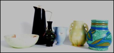 A collection of vintage 20th century ceramics to include studio pottery to include Crown Devon,