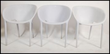 A set of 3 philippe starck soft egg chairs, in a w