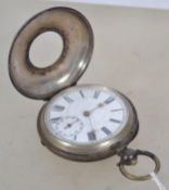 An early 20th century silver half hunter pocket wa