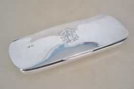 A hallmarked silver spectacles case with blue baiz