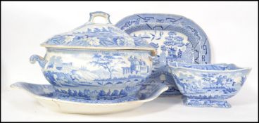 A group of 19th century blue and white ceramics to