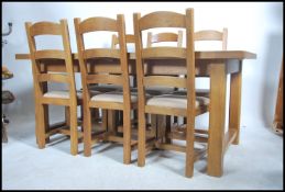 A contemporary large chunky oak extending refector