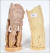 A pair of early 20th century Chinese ivory brush p