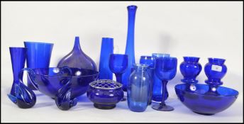 A good collection of 20th century Blue glass to in