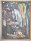 An unusual and large early to mid century oil on b