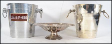 Two vintage 20th century silver plated champagne i