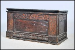 An unusual 19th century stain pine blanket box - c