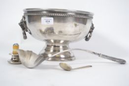 A large silver plated punch bowl complete with dec
