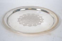A large Egyptian silver salver / tray with palmett