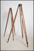 A pair of retro wooden mid century Industrial issu