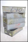 A set of 5 Industrial 20th century metal tote tray