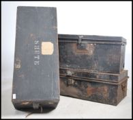 A vintage early 20th century ebonised steamer trun