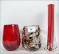A group of three Whitefriars studio glass to inclu