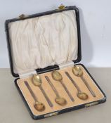 A silver hallmarked cased set of teaspoons complet