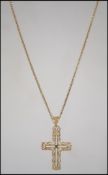 A 9ct gold ladies necklace with 9ct gold fret pier