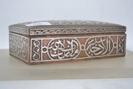 A stunning copper with silver inlaid decoration hi