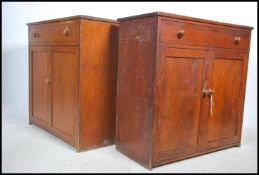 A pair of Edwardian country pitch pine sideboard c