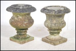 A pair of 20th century marble and stone campana ur