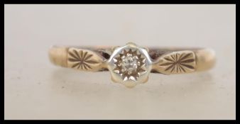 A 9ct gold / 375 hallmarked ladies diamond ring ha