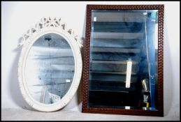 A large 20th century oak framed rectangular wall m