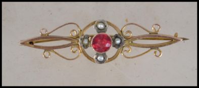 A vintage early 20th century 9ct gold ladies bar b