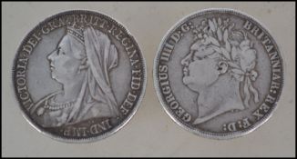 A silver Georgian George III 1821 crown together w