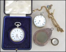 2 early 20th century white metal pocket watches, o
