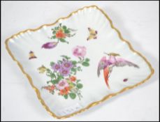 A rare Chelsea porcelain square plate, circa mid 18th century with decorative scenes of birds,
