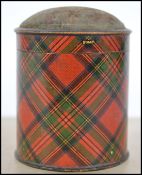 A Tartanware wooden pin cushion pot by Stuart. Of