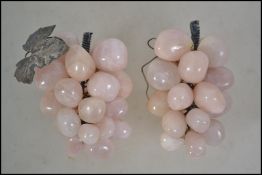 Two decorative contemporary rose quartz paperweigh