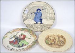 A group of three character plates, two by Royal Doulton one by Crown Ducal to include a Jester plate