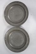 Two believed 18th century Continental pewter plate