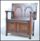 A good mid century solid oak monks bench table hav