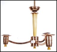 A retro 20th century copper three branch hanging c