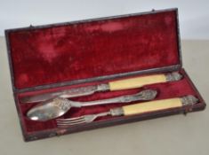 A Georgian rare cased silver hallmarked 3 piece kn
