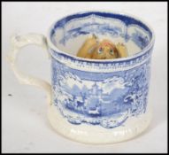A believed 19th century unusual blue and white pot
