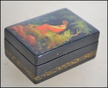 A stunning mid century Russian lacquered pill pot