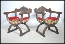 A pair of 20th century Italian carved savonarola c