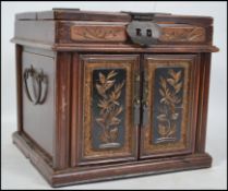 Chinese painted and ebonised toilet box with foldi