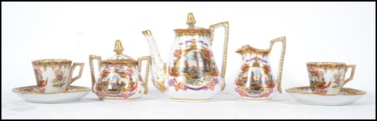 A continental  miniature tea service being marked